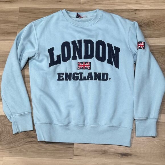 London England Baby Blue Crewneck Sweatshirt Women’s Small - Picture 1 of 3